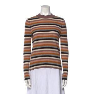 White + Warren Striped 100% Cashmere Sweater Size S